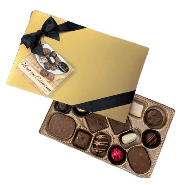“Andea Chocolate” Heritage Milk and Dark 16-piece chocolate box add-on for Calgary gift baskets