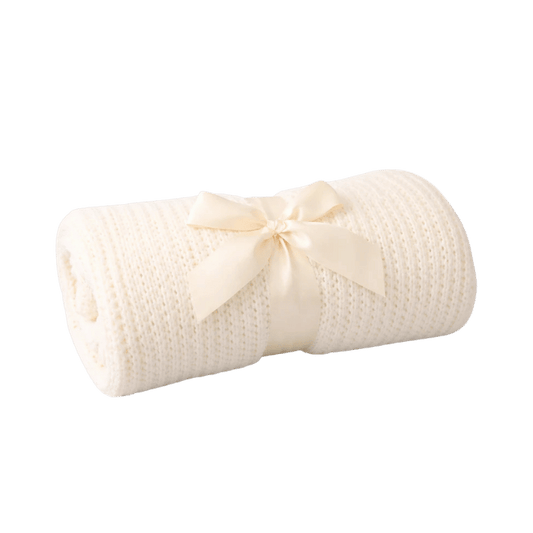 Add a soft cream chenille throw blanket to any gift basket or gift box. A cozy addition for sympathy, get well, housewarming and care gifts in Calgary.