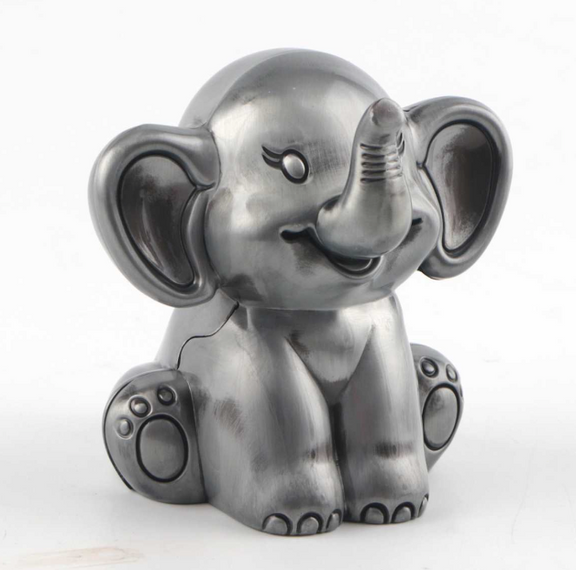 Silver Elephant Bank Baby Gift