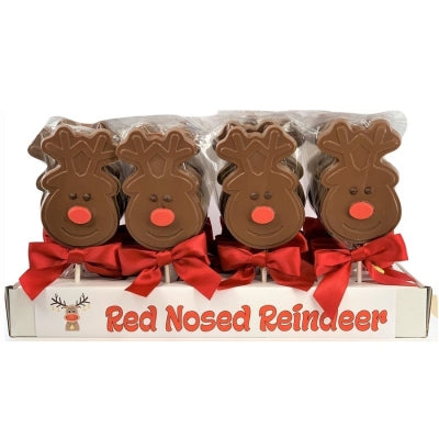 Red Nosed Reindeer Milk Chocolate Suckers