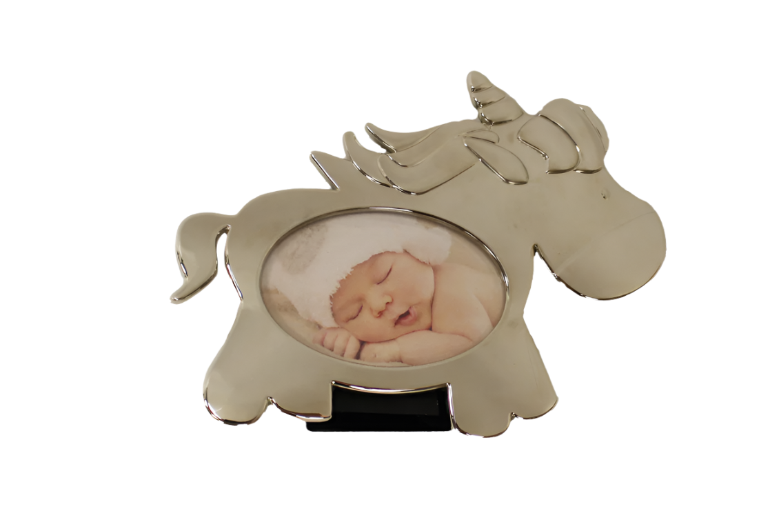 "Splash" Silver Unicorn Baby Picture Frame