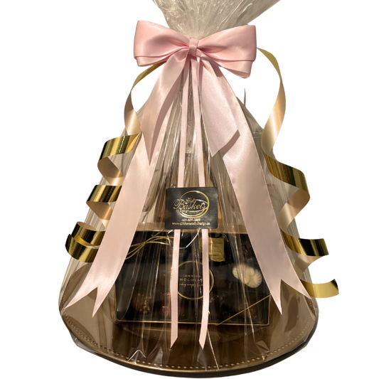Luxury Champagne and chocolate gift beautifully presented for celebrations