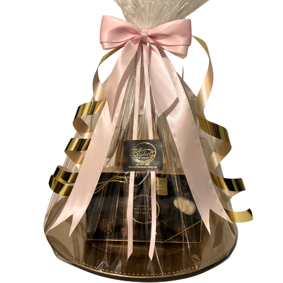Luxury Champagne and chocolate gift beautifully presented for celebrations