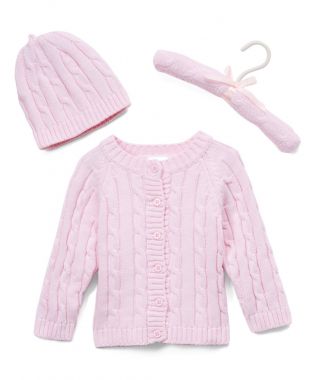 *Cable Knit Cardigan Sweater & Hat - Various Colours