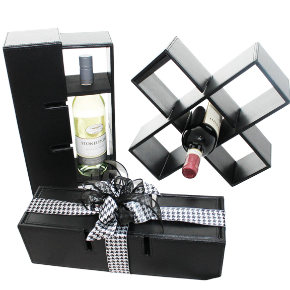 The Uptown Vintage Wine Box combines elegance and function with a premium wine of your choice in a refined leather case that transforms into a wine rack. Perfect Calgary corporate or everyday gift.